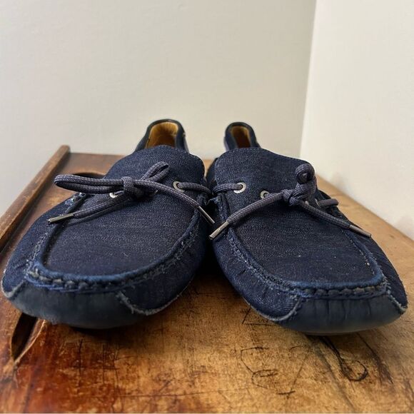 G.H. Bass & Co. Tuscany Men\'s 12 Navy Blue Denim Leather Moc Toe Driving Loafers main image 5